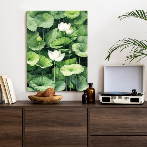 Plakat Białe Kwiaty Wśród Zielonych Liści Lotos