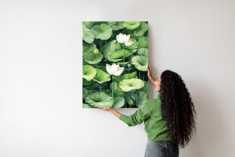 Plakat Białe Kwiaty Wśród Zielonych Liści Lotos