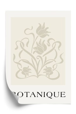 Plakat Botaniczne Beżowe Liście I Kwiaty