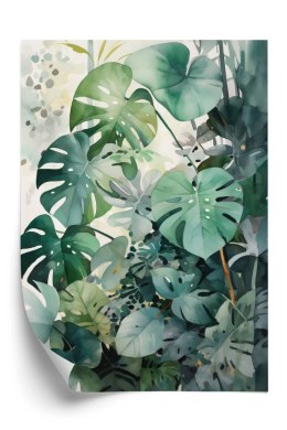 Plakat Botaniczne Zielone Tło Monstera
