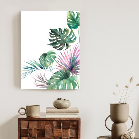 Plakat Botaniczny Wzór Akwarelowe Liście Monstery I Palmy