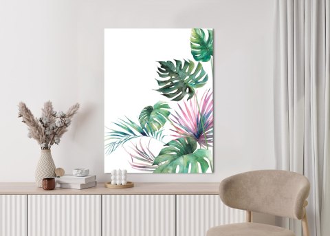 Plakat Botaniczny Wzór Akwarelowe Liście Monstery I Palmy