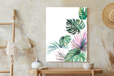 Plakat Botaniczny Wzór Akwarelowe Liście Monstery I Palmy