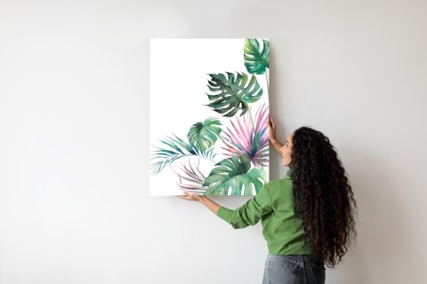 Plakat Botaniczny Wzór Akwarelowe Liście Monstery I Palmy