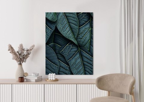 Plakat Ciemnozielone Liście Tropikalne 3D