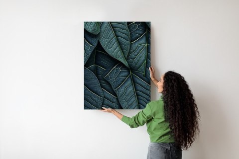 Plakat Ciemnozielone Liście Tropikalne 3D