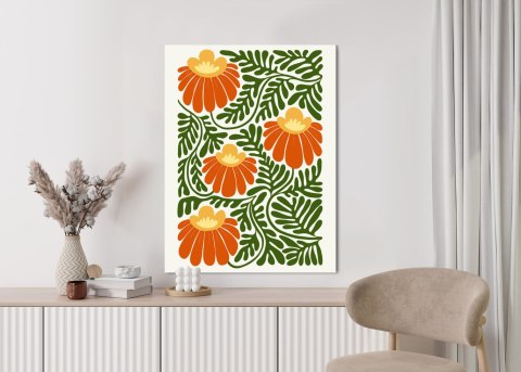 Plakat Czerwone Kwiaty W Stylu Matisse'a