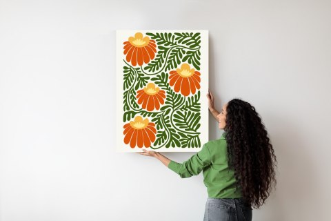 Plakat Czerwone Kwiaty W Stylu Matisse'a