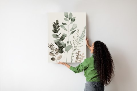 Plakat Gałązki Roślin Malowane Akwarelą Eukaliptus