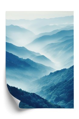 Plakat Górski Krajobraz Z Lasem We Mgle