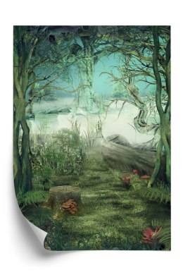 Plakat Ilustracja Zielonego Lasu Z Jeziorem