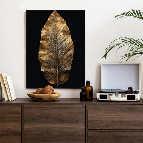 Plakat Jesienny Liść W Stylu Vintage Na Czarnym Tle