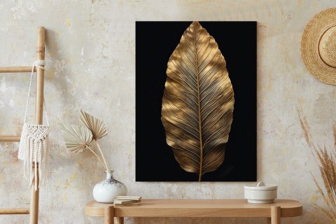 Plakat Jesienny Liść W Stylu Vintage Na Czarnym Tle