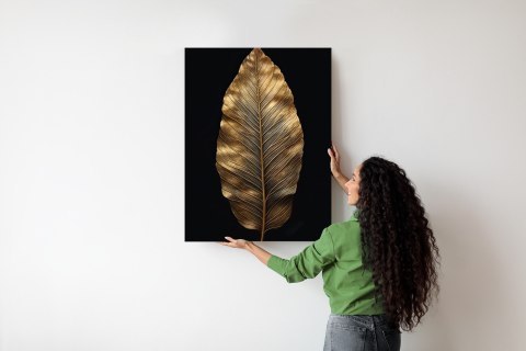 Plakat Jesienny Liść W Stylu Vintage Na Czarnym Tle