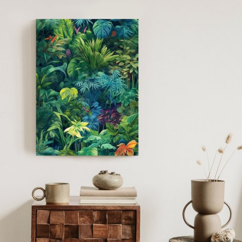 Plakat Kolorowa Roślinność W Zielonej Tropikalnej Dżungli