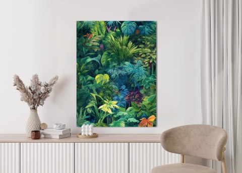 Plakat Kolorowa Roślinność W Zielonej Tropikalnej Dżungli