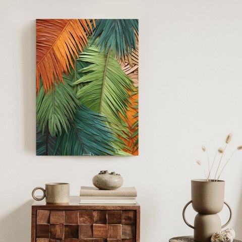 Plakat Kolorowe Liście Palmowe Z Wyciętych Papierów