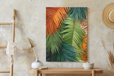 Plakat Kolorowe Liście Palmowe Z Wyciętych Papierów