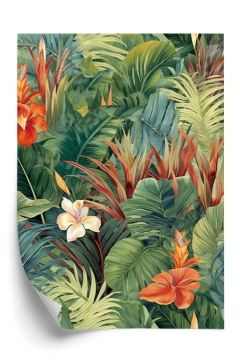 Plakat Kolorowe Rośliny I Kwiaty Tropikalny Wzór