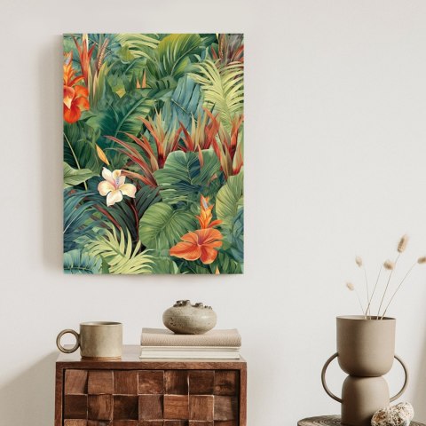 Plakat Kolorowe Rośliny I Kwiaty Tropikalny Wzór