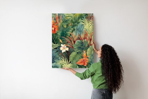 Plakat Kolorowe Rośliny I Kwiaty Tropikalny Wzór