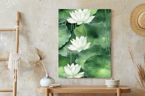 Plakat Kwiat Lotosu Wśród Zielonych Liści