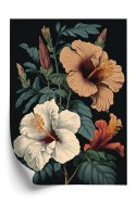 Plakat Kwiaty Hibiskusa I Zielone Liście