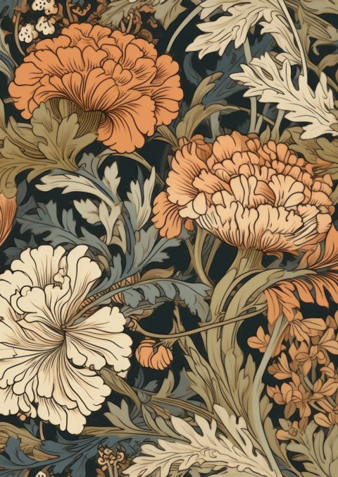 Plakat Kwiaty I Liście Retro Vintage