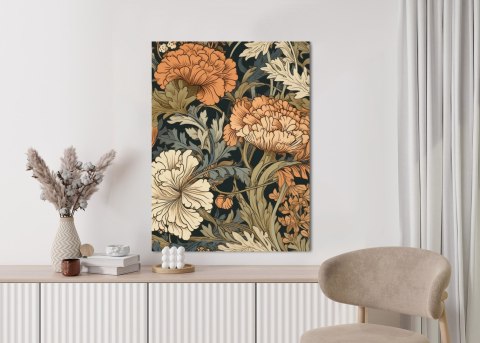 Plakat Kwiaty I Liście Retro Vintage