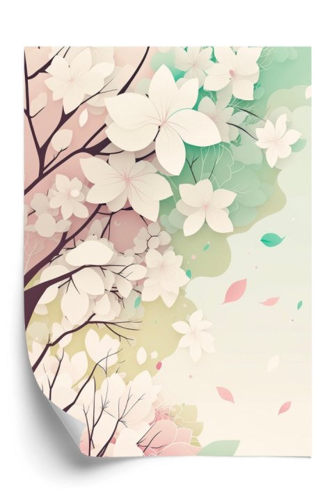 Plakat Kwitnące Pastelowe Drzewa Wiosną