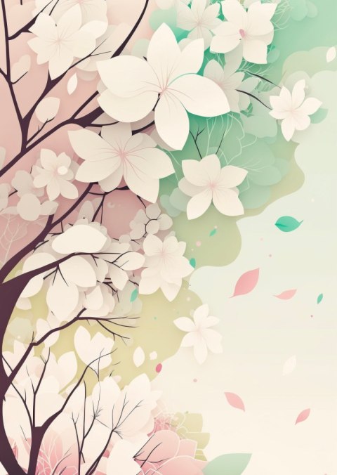 Plakat Kwitnące Pastelowe Drzewa Wiosną