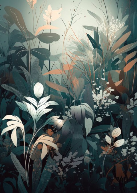 Plakat Kwitnące Rośliny W Lesie