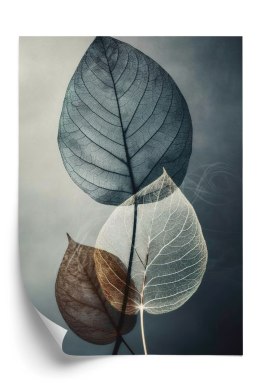 Plakat Liście Na Ciemnym Akwarelowym Tle