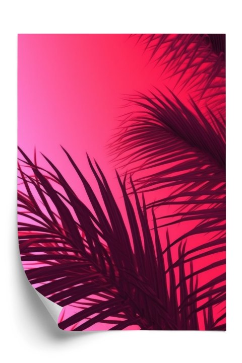 Plakat Liście Palmowe Na Różowym Tle