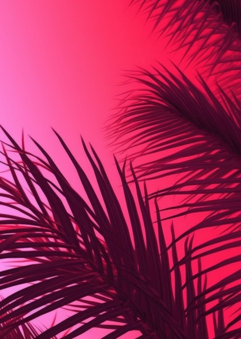 Plakat Liście Palmowe Na Różowym Tle