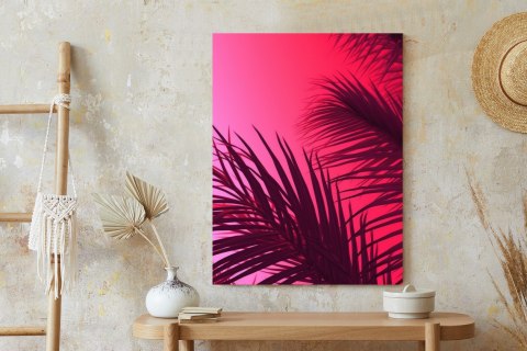 Plakat Liście Palmowe Na Różowym Tle