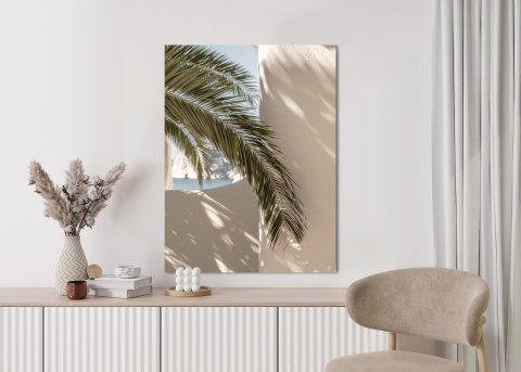 Plakat Liście Palmy Z Cieniem Na Beżowej Ścianie