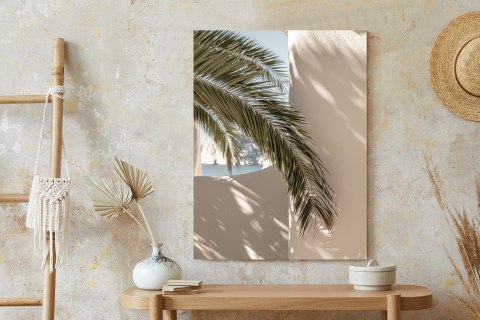 Plakat Liście Palmy Z Cieniem Na Beżowej Ścianie