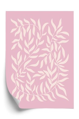 Plakat Minimalistyczne Rośliny Na Różowym Tle