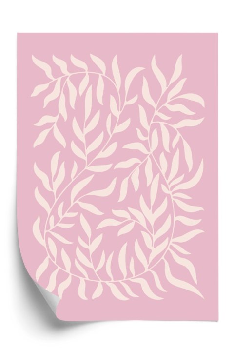 Plakat Minimalistyczne Rośliny Na Różowym Tle