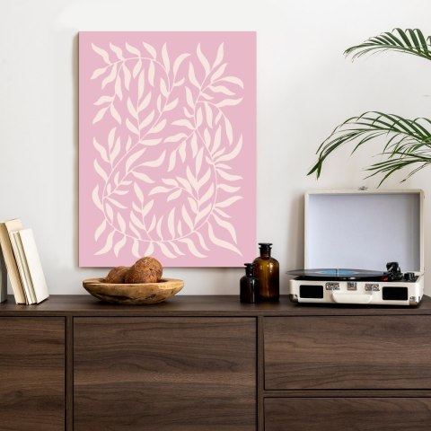 Plakat Minimalistyczne Rośliny Na Różowym Tle