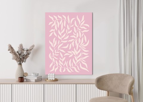 Plakat Minimalistyczne Rośliny Na Różowym Tle