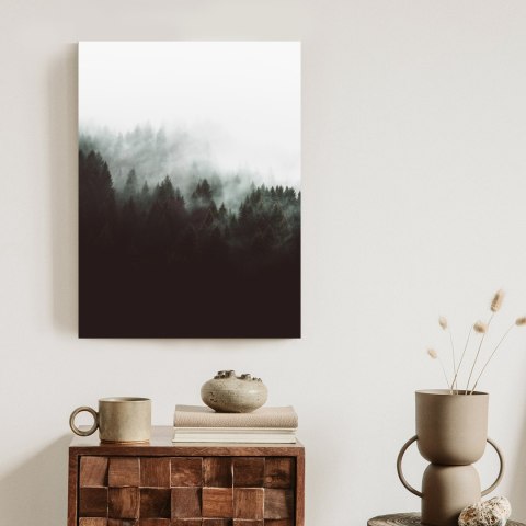 Plakat Mroczny Pejzaż Lasu We Mgle