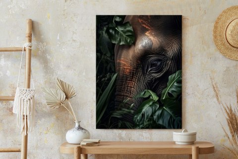 Plakat Portret Słonia Wśród Tropikalnych Drzew