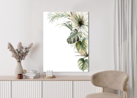 Plakat Roślinność Palma I Monstera Na Białym Tle Akwarela