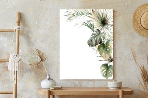 Plakat Roślinność Palma I Monstera Na Białym Tle Akwarela