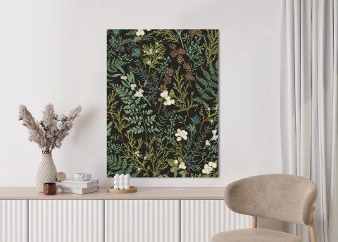 Plakat Rośliny Na Ciemnym Tle Botaniczny Deseń