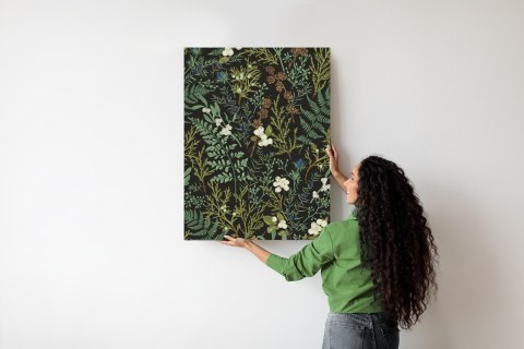 Plakat Rośliny Na Ciemnym Tle Botaniczny Deseń