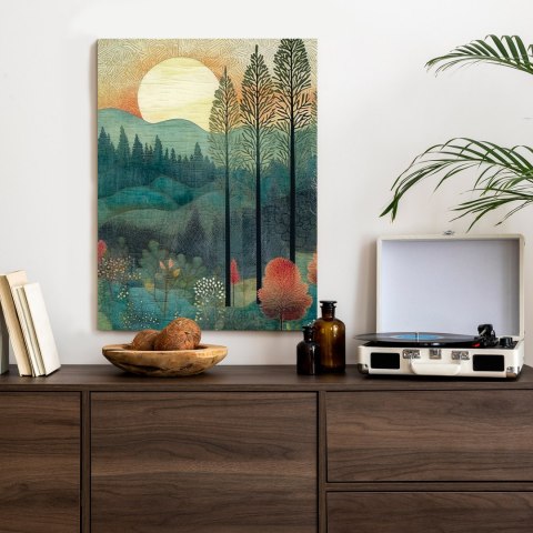 Plakat Słońce Nad Leśnym Krajobrazem Abstrakcja