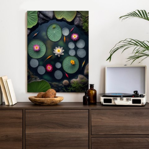 Plakat Staw Lilie Wodny I Ryby